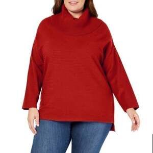 Style & Co Red Ribbed Knit Sweater Size M